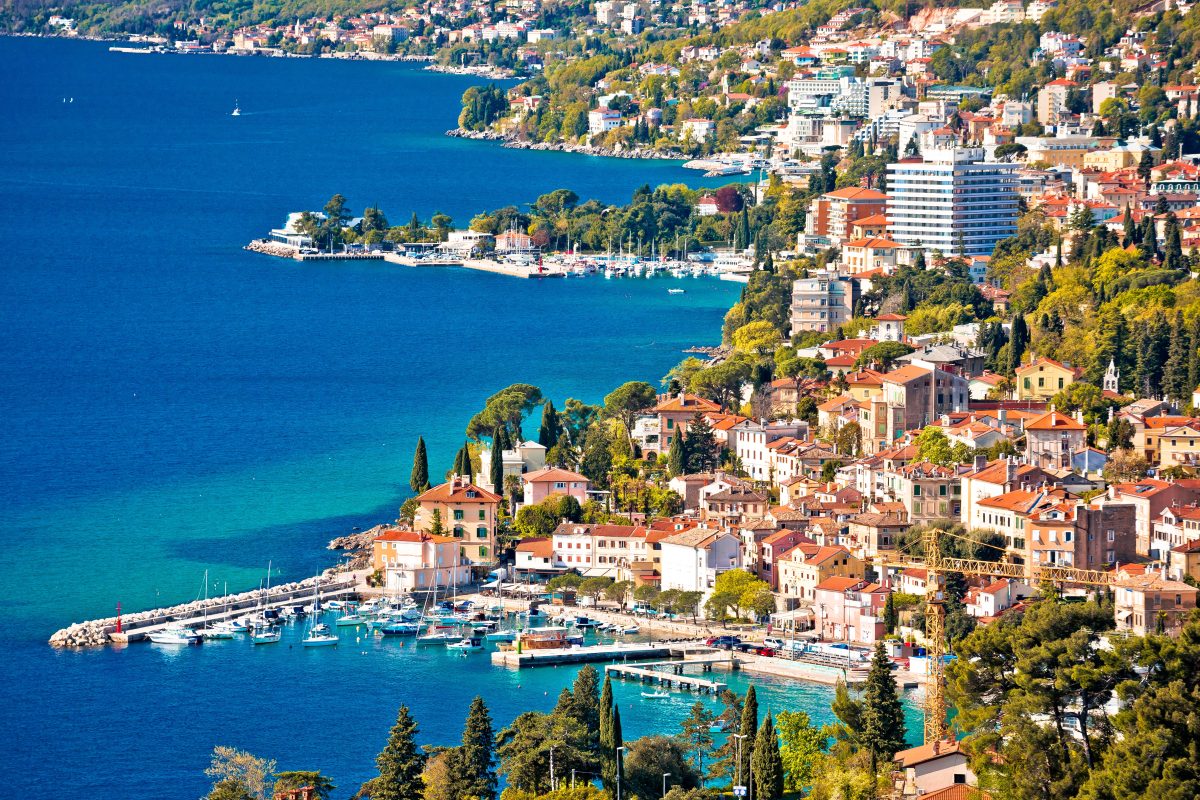 Opatija,Riviera,Waterfront,Panoramic,View,,Kvarner,Bay,Of,Croatia